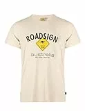ROADSIGN australia Herren T-Shirt mit Logo-Aufdruck und Rundhalsausschnitt, 100% Baumwolle Ecru | 3XL