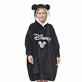 United Labels Disney Mickey Mouse Oversize Hoodie Decke mit Ärmeln und Kapuze für Damen, Schwarz, Kuschelpullover Einheitsgröße, flauschiger Deckenpullover
