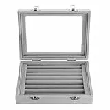 Aoyfuwell Schmuckkästchen, Ring Organizer, Schmuck Aufbewahrungsbox, abschließbarer Schmuck Organizer Samt, Ohrring Aufbewahrungsbox mit 7 Gittern, Vitrine für Schmuck, Ringe, Ohrringe, Halsketten