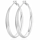 PABBEU Ohrringe Silber 925 Creolen für Damen Groß,Hypoallergen Leichte Creolen Silber Ohrringe Damen 30/50/70mm