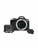 Canon EOS R50 Systemkamera + RF-S 18-45mm is STM Objektiv + 2X Batterien (Zusätzliches Akku-Kit) - Spiegellose Kamera (Digitalkamera mit Autofokus + Motiverkennung für Personen Augen Tiere Fahrzeuge)