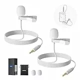 NEEWER 2er Pack Lavalier Ansteckmikrofon, kompatibel mit Rode Wireless GO II 2 DJI Kabelloses Mikrofon Sender, omnidirektionale Kondensator Lapel Mic mit Kabel für Bühne YouTube Live Stream, CM5, Weiß