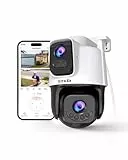 Tenda CH9 Kamera Überwachung Aussen, 3MP+3MP Dual Objektiv Überwachungskamera Aussen, IP65 AußenSicherheitskamera Outdoor mit Automatische Nachverfolgung, Nachtsicht, 2 Audio, SD und NVR Speicher