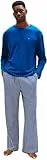 Tommy Hilfiger Herren Pyjama-Set Jersey Print Langarm, Blau (Deep Indigo/Blue Dense Stripe), L