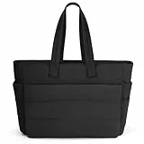 bagasin Handtasche Damen Tote Bag,GroßE Puffy Einkaufstasche,Tragbarer Laptop UmhäNgetasche,Mit FäChern und ReißVerschluss Trolley-Abdeckung,für Arbeit Fitness Shopping, Schwarz
