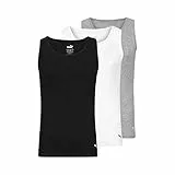 Puma Herren 3er-Pack Gerippte Tanktops Unterhemd, Weiß/Grau/Schwarz, Klein