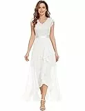 Aupuls Elegante Abendkleider mit V-Ausschnitt für Damen, Spitze, Brautjungfernkleid, Hochzeitsgäste-Outfits, weiß, XXL