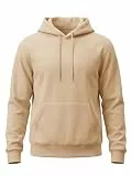 Runcati Herren Kapuzenpullover Langarm Einfarbig Hoodie Männer Regular Fit Kordelzug Sweatshirt Training Casual Baumwolle Pullover mit Taschen Khaki L