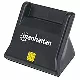 Manhattan 102025 USB-Smartcard-/Sim-Kartenlesegerät mit Standfuß USB 2.0 Typ Kontaktlesegerät Desktop extern schwarz