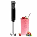 Bonsenkitchen 2-in-1 Pürierstab, 1000 W Edelstahl-Stabmixer, 2 Geschwindigkeiten, mit 700 ml Messbecher mit Deckel, für Babynahrung, Suppen, Smoothies, Pürees