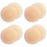 Gmumu® Ultra Dünne Damen Nippel Covers Wiederverwendbar und Selbstklebende Nippel Abdeckungen aus Silikon Aufkleber Nippelabdeckungen - Rund, 8cm (Beige, 4)