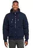 ALESSANDRO SALVARINI Herren Winterjacke (S-3XL) mit Kapuze - Teddyfleece innen komplett, Winddicht, Warme Jacke Männer - AS-320 Navy Large