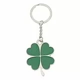 LUOEM 1 Stücke Lucky Clover Keychain Kleeblatt-Charme-Schlüsselring Vier Blatt Schlüsselanhänger für St.Patrick Day Birthday Friends Party Favors