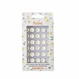 DECORA, 0500300 Weiße Zuckerblumen, Von Hand gefertigt mit natürlichen Farbstoffen, Verpackt in Blister, Ideal zum Verzieren von Torten und Gebäck, Packung mit 30 Stück.
