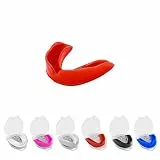 Mundschutz Gum Shield - Professioneller Mundschutz Slim Fit mit Tasche für Kontaktsport, Rugby, Kampfsport, Judo, Karate, Rugby, MMA, Boxen, Hockey, Fußball (Rot, Erwachsene(+12))