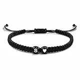EVEMATE Armband mit Buchstabe und Herz für Freunde und Paare - Initiale A-Z Name - Geflochtenes Freundschaftsarmband für Frauen, Männer und Kinder (S)