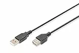 DIGITUS USB 2.0 Verlängerungskabel – 3m – USB-A Stecker zu Typ-A Buchse – 480 Mbps – für Drucker, Kartenleser, Tastatur, Kamera, Webcam, Hubs – Schwarz