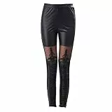 PRETYZOOM Damen Spitzen Leggings Hohe Taille Elastische Schwarze Leggings Mit Spitze Für Alltag Und Party Dünne Hose