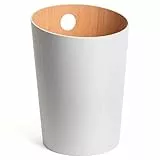Kazai. Design-Papierkorb 'Bennet' | Einzigartiges Design für Büro, Schlafzimmer, Kinderzimmer u.m. | Mülleimer aus Echtholz-Veneer | Weiß