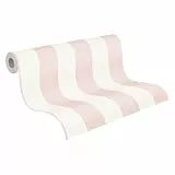 A.S. Création Trendwall 2 Vliestapete mit Blockstreifen 0,53 x 10,05 m – Rosa, Weiß – dezente Streifentapete Made in Germany – 381013