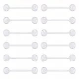 WillTen 12Pcs Zunge Bars Nippel Bars Zunge Bar Piercing, 14G Zunge Bars Metall Nippel Bars Chirurgenstahl, Nippel Piercing Schmuck Zunge Piercing-Schmuck für Frauen, Kunststoff Zunge Bars