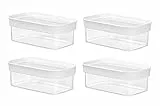 Emsa 4er Set Stapelbare Vorratsdose für Trockenvorräte, Volumen 0.45 Liter, Rechteckig, Weiß/Transparent, Optima 513556 x 4