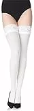 Merry Style Damen halterlose Mikrofaser 40 DEN Strümpfe mit Spitze MS 791 (Weiß-791, XL-XXL (46-50))