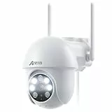 ANRAN FHD 5MP Überwachungskamera Aussen WLAN, 360 Grade PTZ IP Kamera mit Automatische Verfolgung, 30m Farbige Nachtsicht mit Flutlicht, 24/7 Video Aufzeichnung, 2-Wege-Audio mit Alexa, P3 Max Weiß
