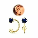 Winzige 3mm Birthstone Ohrringe für Frauen Teenager Mädchen Kleine Huggie Hälfte Hoop Ohrringe Winzige Knorpel Hypoallergene Ohrstecker Schraube Ohrringe (Sep-Sapphire, Gold)