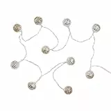 BUTLERS LED-Lichterkette mit Kugeln 10 Lichter L 1,2m Batteriebetrieben mit USB- und Timer-Funktion, warmweißes Licht -Oriental Lights- Marokkanische Lichterkette in Bronzefarbe