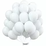 PartyWoo Luftballons Weiß, 50 Stück 10 Zoll Ballons Weiß, Weiße Luftballons für Ballongirlande oder Ballonbogen als Partydeko, Geburtstagsdekoration, Hochzeitsdekoration, Babypartydekoration, Weiß-Y13