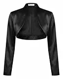 Bolerose formal Satin Langen Ärmel Bolero (Schwarz, S)