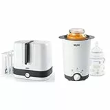 NUK Vario Express Dampf-Sterilisator Modular für bis zu 6 Babyflaschen, 1 Stück & Thermo 3 in 1 Flaschenwärmer, zum einfachen, sicheren und schonenden Erwärmen, 1 Stück (1er Pack)