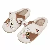 papasgix Hausschuhe Damen Plüsch Tiere Pantoffeln Niedliche Cartoon Hauspantoffeln Flauschige Fell Weiche Rutschfeste Hausschuhe Outdoor/Indoor
