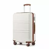 KONO Koffer Groß Leicht Hartschalenkoffer Trolley Reisekoffer mit 4 Rollen und TSA Schloss, 75x48x30cm, 97.3Liter, Zwillingsrollen Rollkoffer, ABS+PC Hartschale (Cremeweiß, XL)