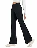 baleaf Thermo Hose Damen Thermo Leggings mit Taschen Wanderhose Wasserabweisend Bootcut Leggings Schlaghose Warm Winterhose 31 inch Schwarz M