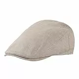 TOP-EX 100% Leinen Schiebermütze Herren Baskenmütze Mütze Sonnenschutz Sonnenhut Sommer Schirmmuetze Newsboy Cap Pures Beige M/L