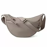 KALIDI Crossbody Bag Damen Halbmond Handtasche Multi-Tasche canvas mit verstellbarem Gurt Stylische Umhängetasche für Schule Arbeit Einkauf Sport Alltag Reisen (Grau)