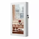 SONGMICS Schmuckschrank, Spiegelschrank, Hängeschrank, abschließbarer Wandschrank, platzsparender Schmuckorganizer, Weihnachten, Weiß-Schwarz JBC51W