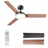DREO Deckenventilator mit Licht und Fernbedienung, 132 cm schwarzer Deckenventilator, 5 CCT-Farbtemperaturen, 6-stufig dimmbar, 6 Geschwindigkeiten, leiser reversibler DC-Motor, 1/4/8-Std.-Timer
