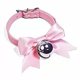 Paloli Damen Handgefertigt Bowknot Glöckchen Kropfbänder Halsband PU Leder Verstellbar Punk Gothic Kragen
