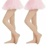 DDOBB 2er Pack Strumpfhosen Mädchen, 40 DEN, blickdichte, Kinderstrumpfhosen mit Fuß, weiche Mikrofaser, für Freizeit, Tanz, Schuluniform, Ballett (Hautfarbe*2, 8-10 Jahre)