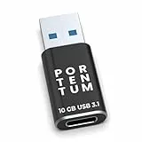 PORTENTUM USB auf USB C Adapter 3.0 (3.1) OTG Adapter 10Gb Geschwindigkeit Premium Zinkkörper mit hoher Hitzeresistenz - Adapter USB auf USB C nur 8 Gramm