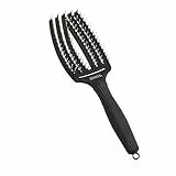 Olivia Garden Ionen-Haarbürste Fingerbrush Combo mittel, 6-reihig, zum Föhnen, Glätten und Pflegen mittellanger und langer Haare, Wildschweinborsten und antistatische Nylonborsten, sanfte Kopfmassage