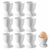 ZXJLWR 9 Stück Eierbecher, 4.8 X 4.9cm Eierbecher Set, Stapelbar Eierbecher Plastik, Easter Gift, Für Hart Und Weich Gekochte Eier Auf Jedem Frühstückstisch Runder Eierbecher (Weiß)