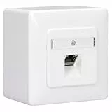 Rutenbeck UAE - Cat. 6A iso Universal-Anschlussdose/Datendose/Netzwerkdose LAN mit Unterputz-Abdeckung reinweiß 136112030 + Aufputz-Gehäuse 13511503, 1-fach RJ45, 10 Gbit/s, geschirmt