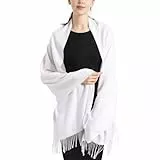 vimate Weiße Pashmina Tücher und Wickel, Frauen Pashmina Schals und Tücher für Abendkleider Brauthochzeiten (DE-White)
