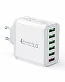 USB Ladegerät, 6-Ports Ladeadapter 33W Adapter Ladestecker mit QC 3.0 Schnellladegerät Mehrfach, USB Stecker Netzteil für iPhone 14 13 12 11 Pro Max, iPad, Handy 63