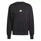 adidas Men's Essentials FEELCOZY Fleece Sweatshirt, Black/White, L