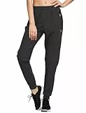baleaf Jogginghose Damen Jogginghose Leicht Sporthose lang Trainingshose Atmungsaktiv Laufhose schnelltrocknend Jogginghose Reißverschlusstasche Sommer Schwarz L
